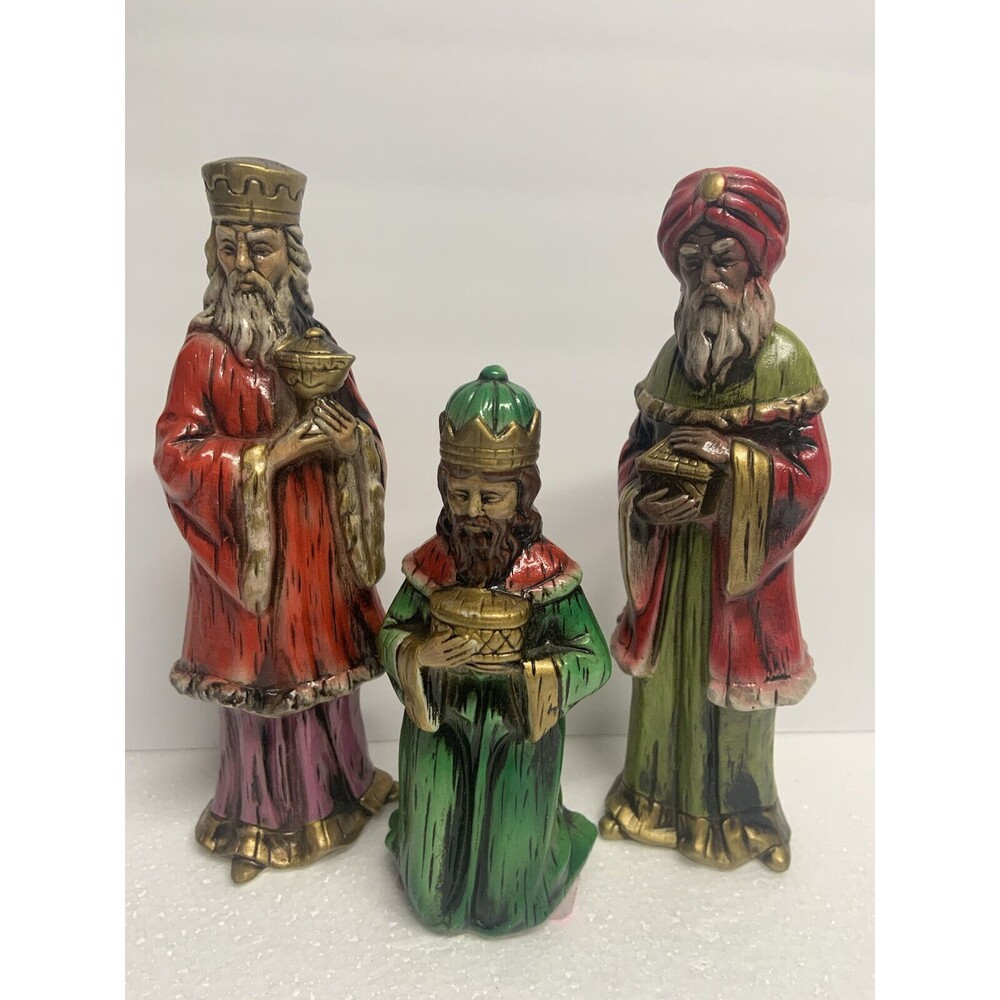 MCM Vintage Three Wise Men Nativity Scene Figurines, 9" JAPAN RB Paper Mache
